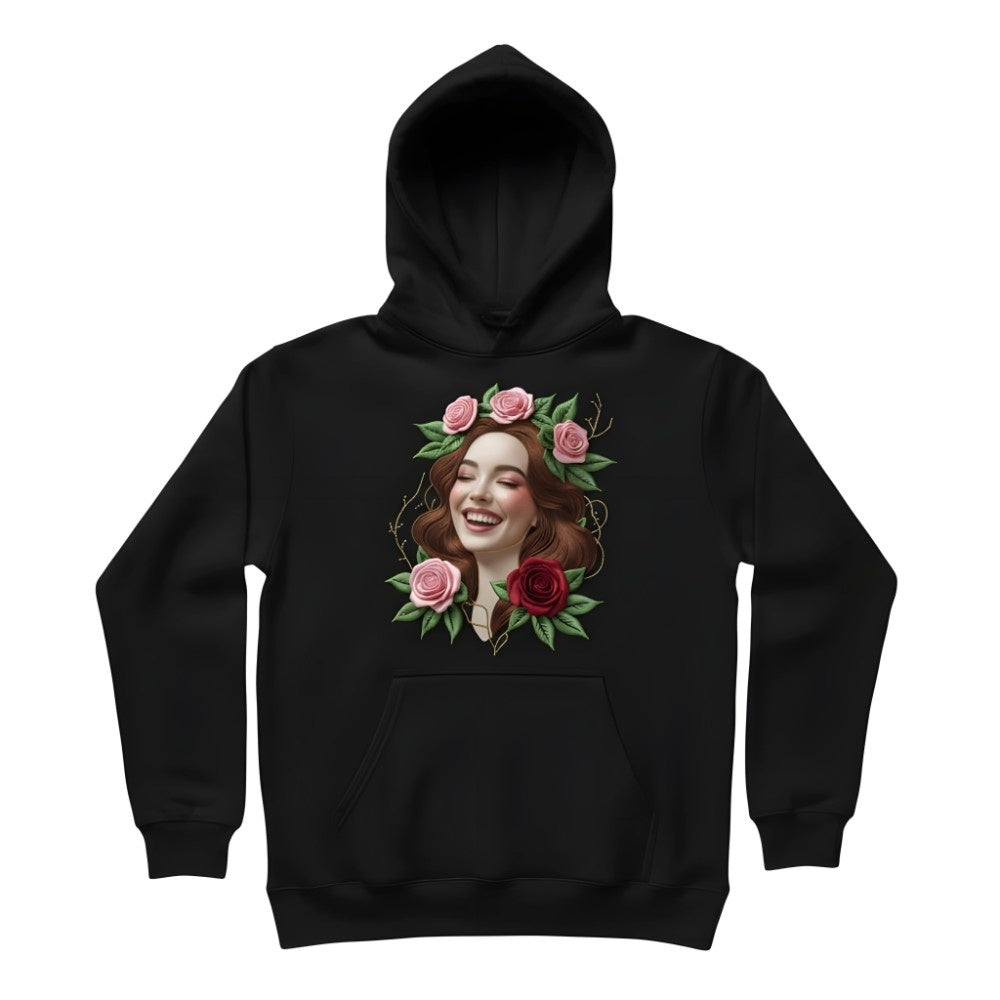 "Soft With Intent" Premium Black Graphic Hoodie – Artistic Floral Edition