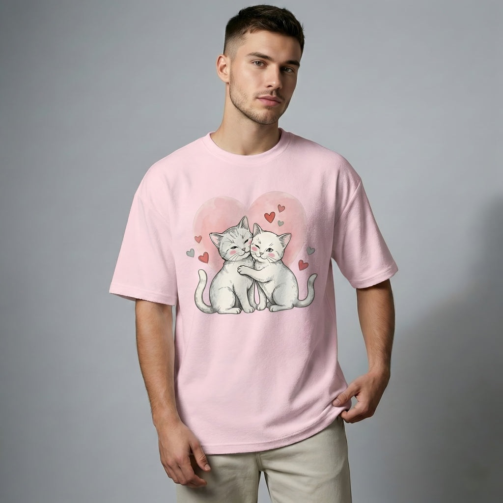 The "Purr-fect Pair" Cuddling Cats Oversized T-Shirt
