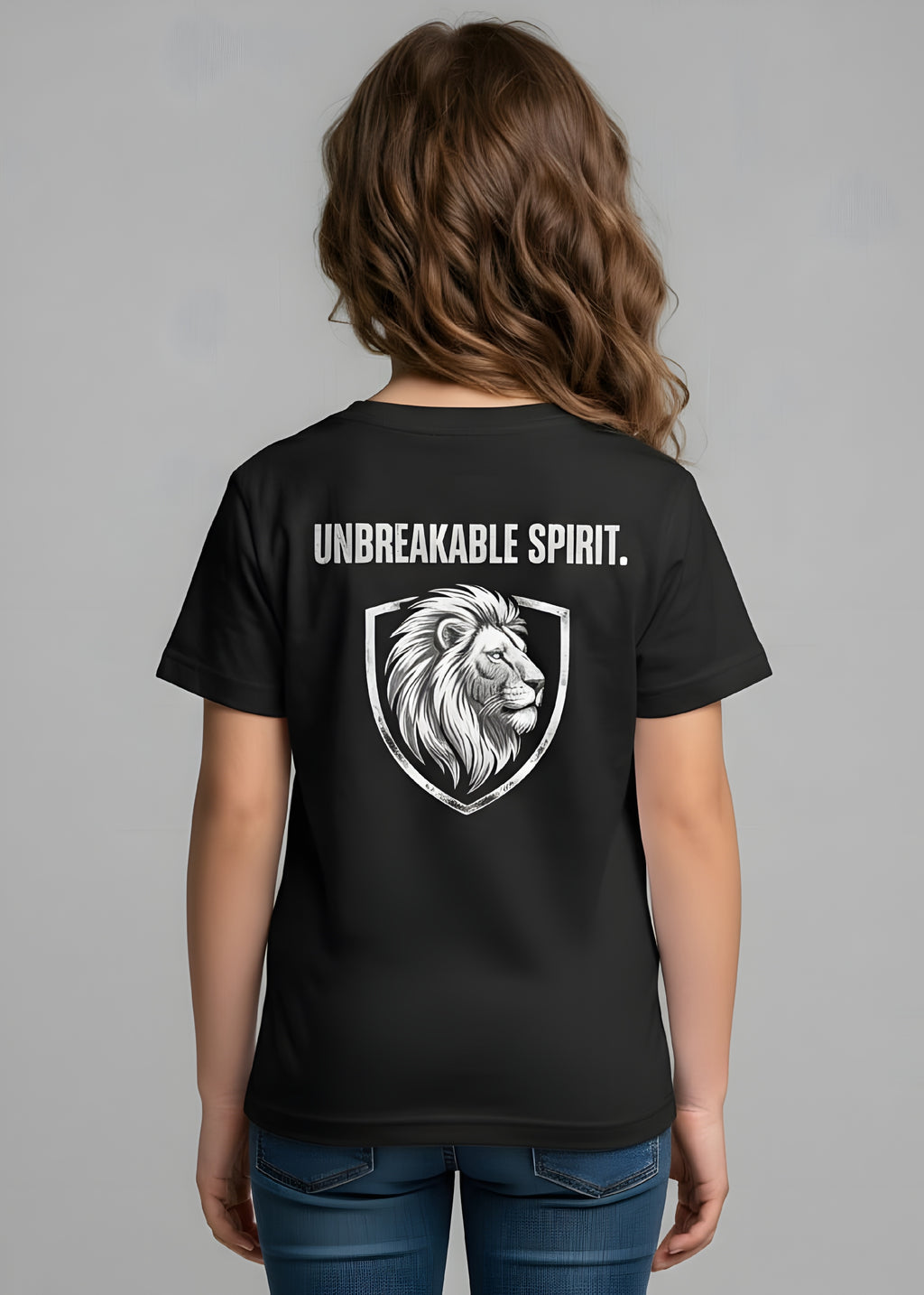 Unbreakable Spirit Lion Kids T-Shirt – Strong Mind, Brave Heart