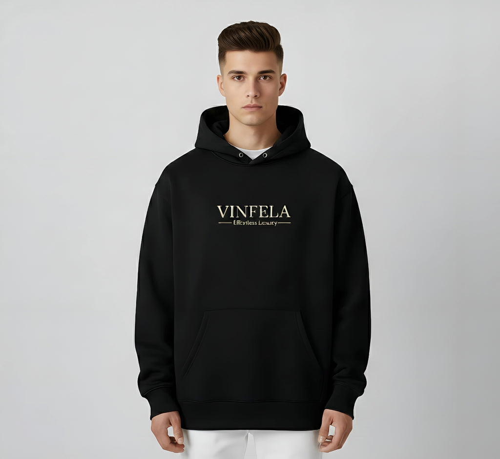 VINFELA Signature Hoodie – "Effortless Luxury" Edition (Classic Black)