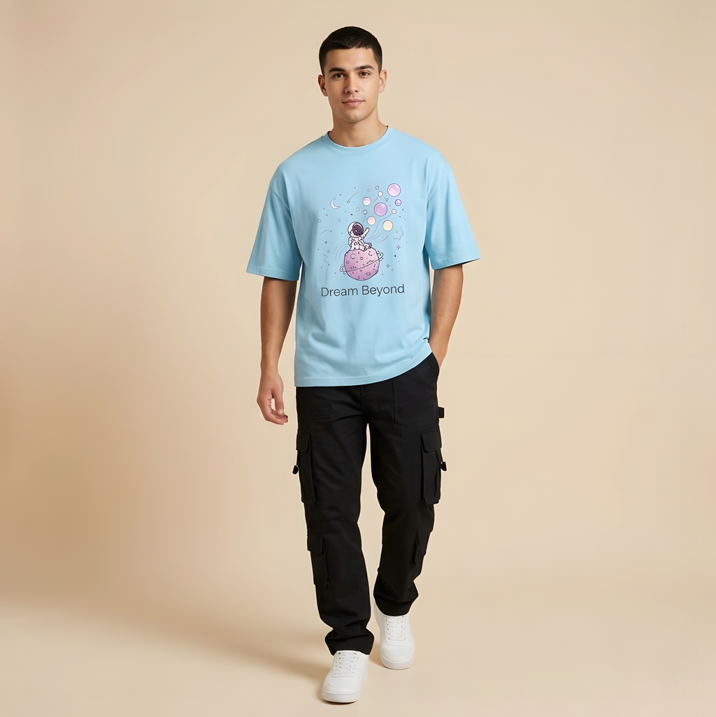 Dream Beyond Astronaut Oversized Unisex T-Shirt – Aesthetic Space Graphic Tee for Men & Women
