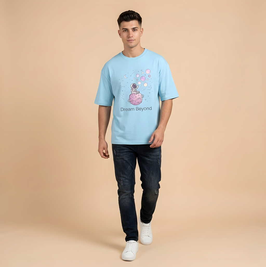 Dream Beyond Astronaut Oversized Unisex T-Shirt – Aesthetic Space Graphic Tee for Men & Women