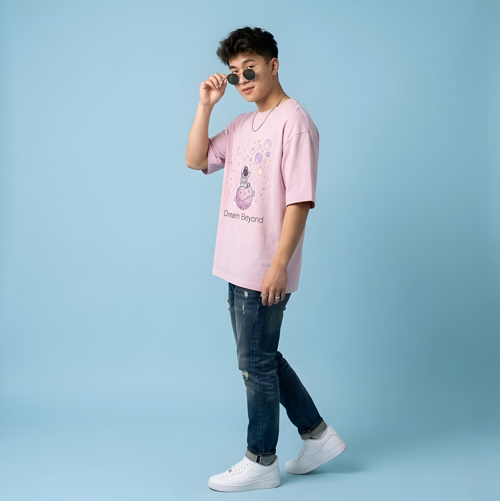 Dream Beyond Astronaut Oversized Unisex T-Shirt – Aesthetic Space Graphic Tee for Men & Women