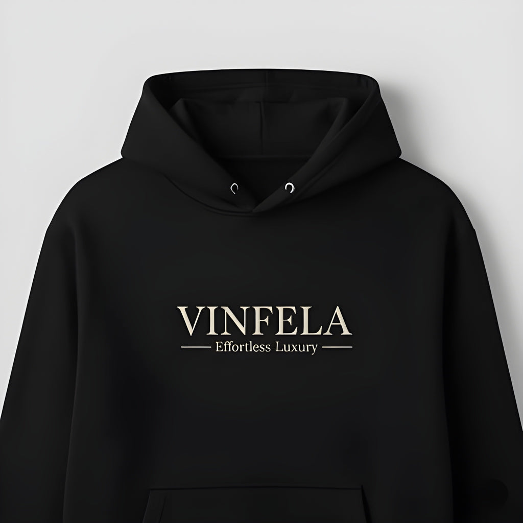 VINFELA Signature Hoodie – "Effortless Luxury" Edition (Classic Black)