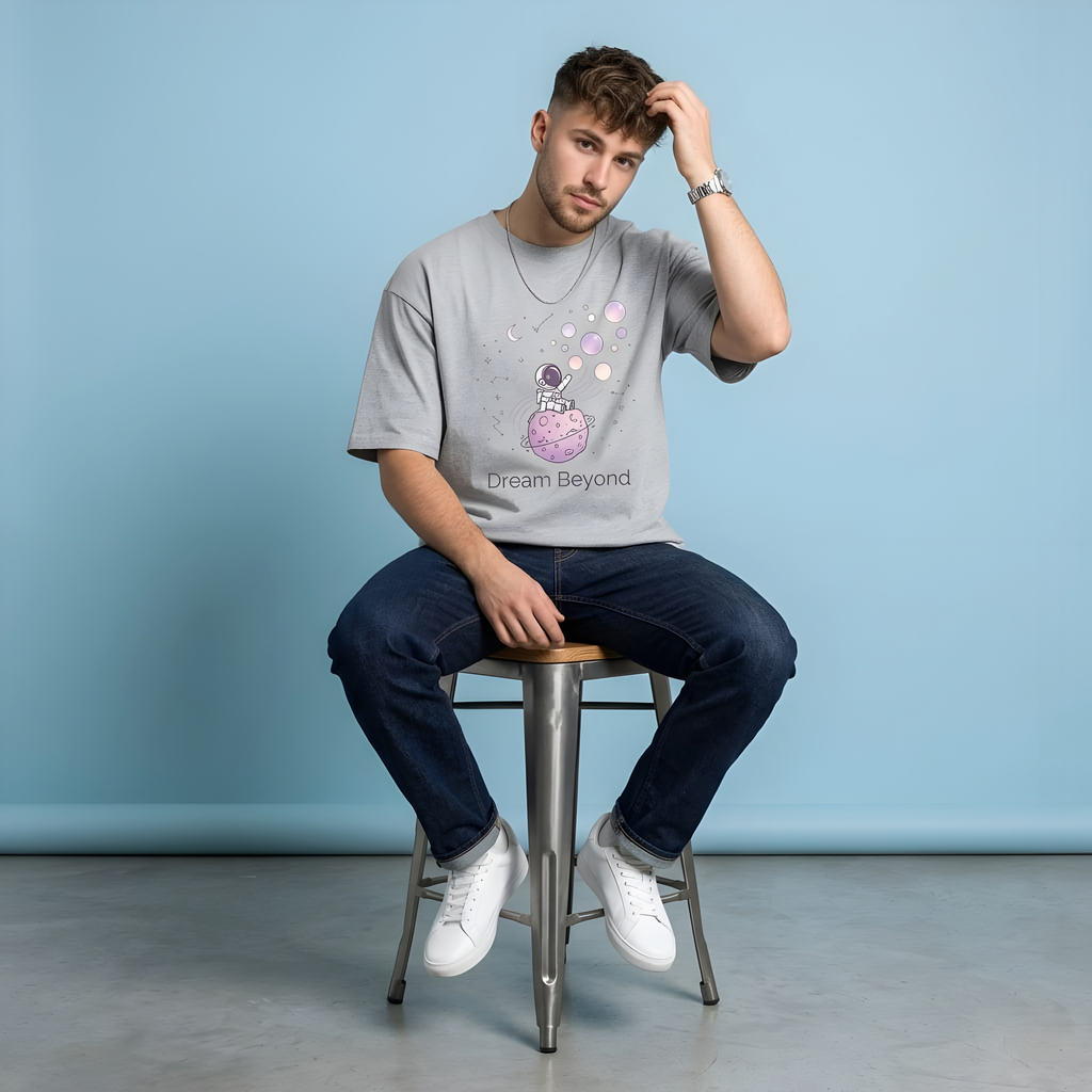 Dream Beyond Astronaut Oversized Unisex T-Shirt – Aesthetic Space Graphic Tee for Men & Women