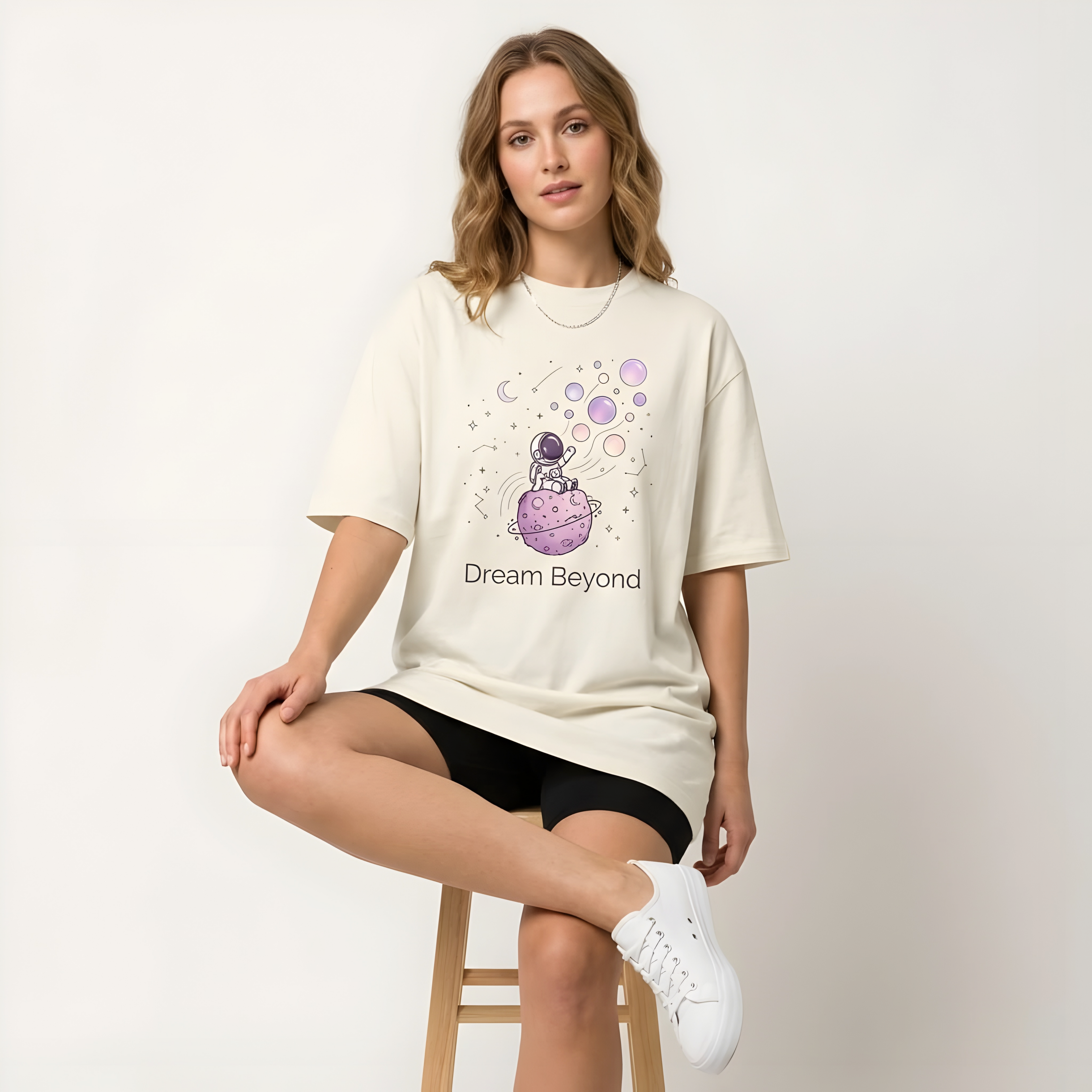 Dream Beyond Astronaut Oversized Unisex T-Shirt – Aesthetic Space Graphic Tee for Men & Women