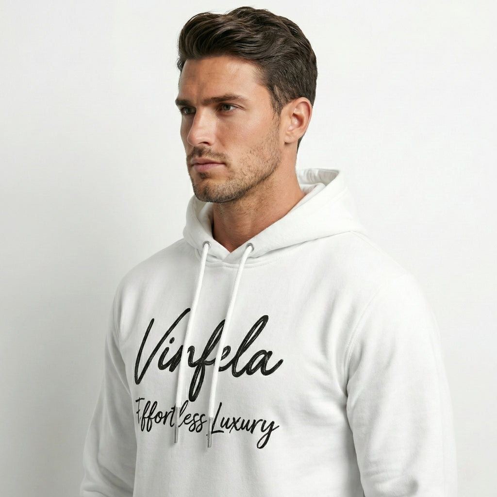 VINFELA Signature Hoodie – "Effortless Luxury" White Pullover