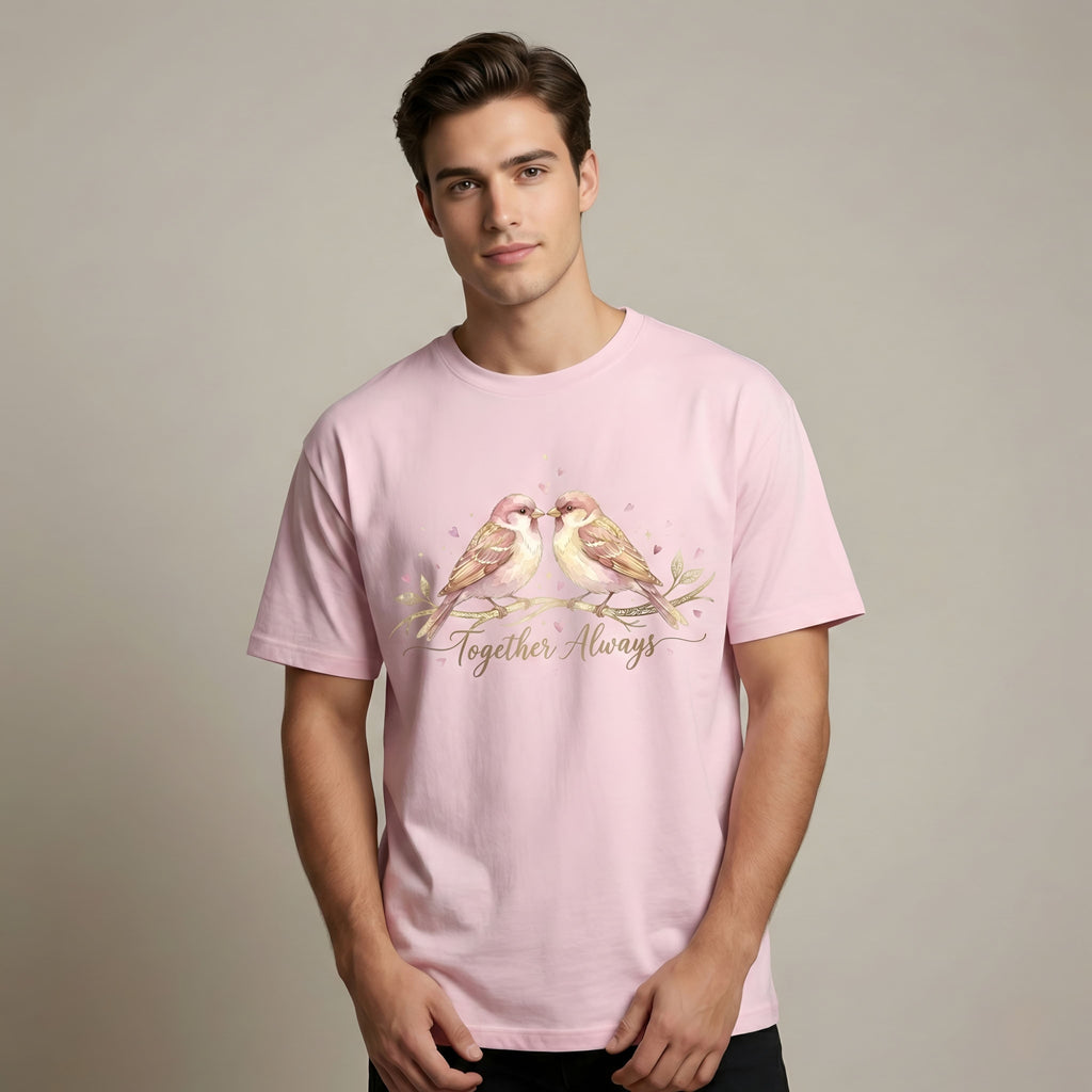 "Forever Yours" Swan Heart Oversized T-Shirt - Unisex Cream Graphic Tee