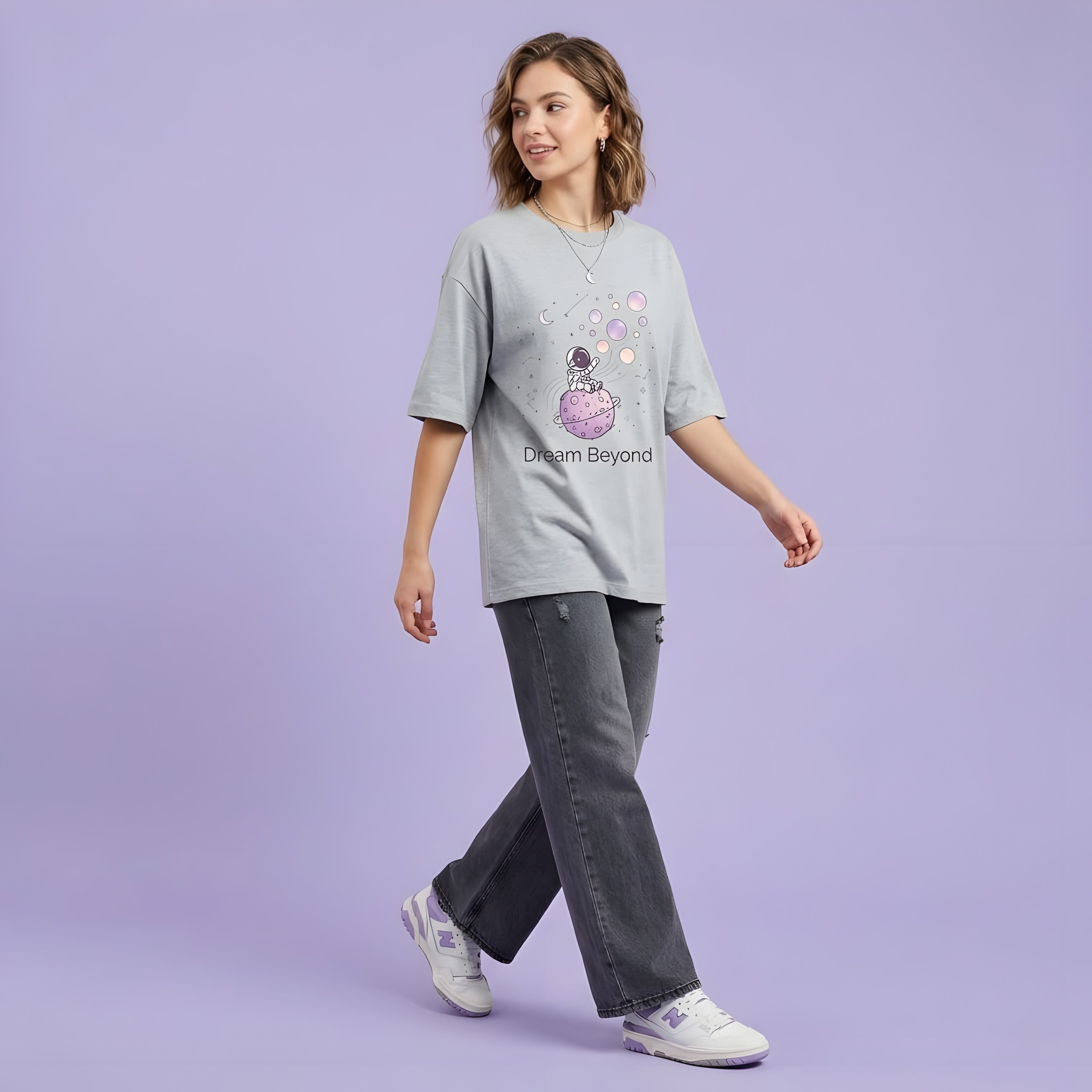 Dream Beyond Astronaut Oversized Unisex T-Shirt – Aesthetic Space Graphic Tee for Men & Women