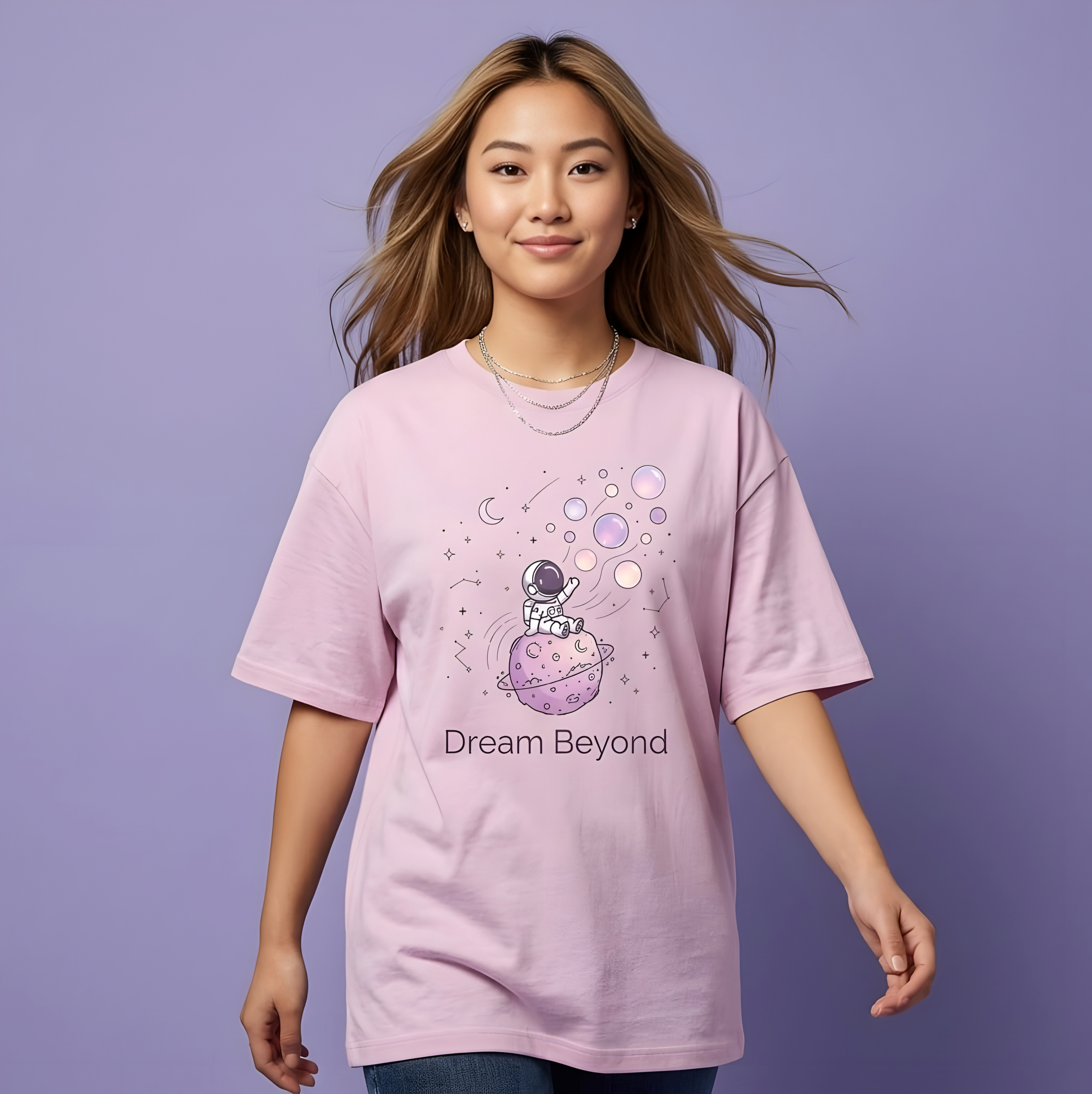 Dream Beyond Astronaut Oversized Unisex T-Shirt – Aesthetic Space Graphic Tee for Men & Women