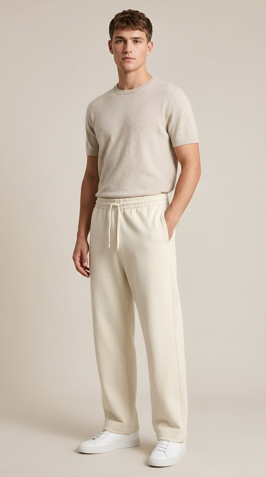 Vinfela "Comfort Studio" Wide-Leg Drawstring Sweatpants (Unisex) - Black & Beige Collection