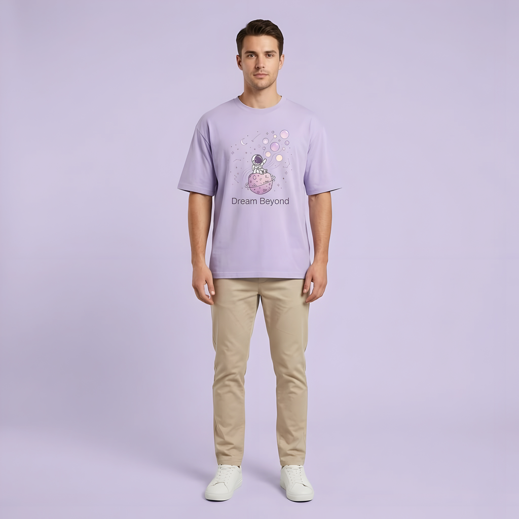 Dream Beyond Astronaut Oversized Unisex T-Shirt – Aesthetic Space Graphic Tee for Men & Women