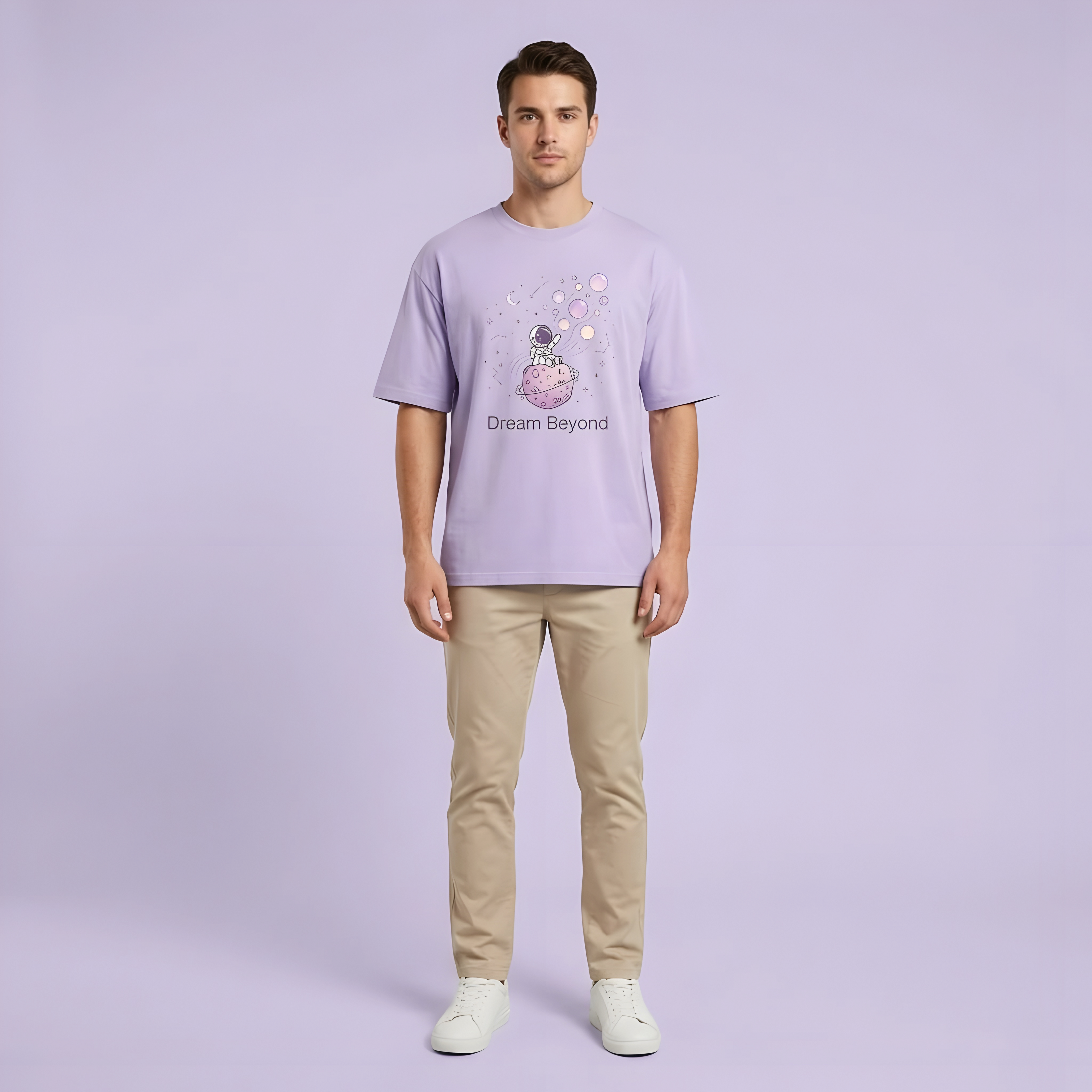 Dream Beyond Astronaut Oversized Unisex T-Shirt – Aesthetic Space Graphic Tee for Men & Women