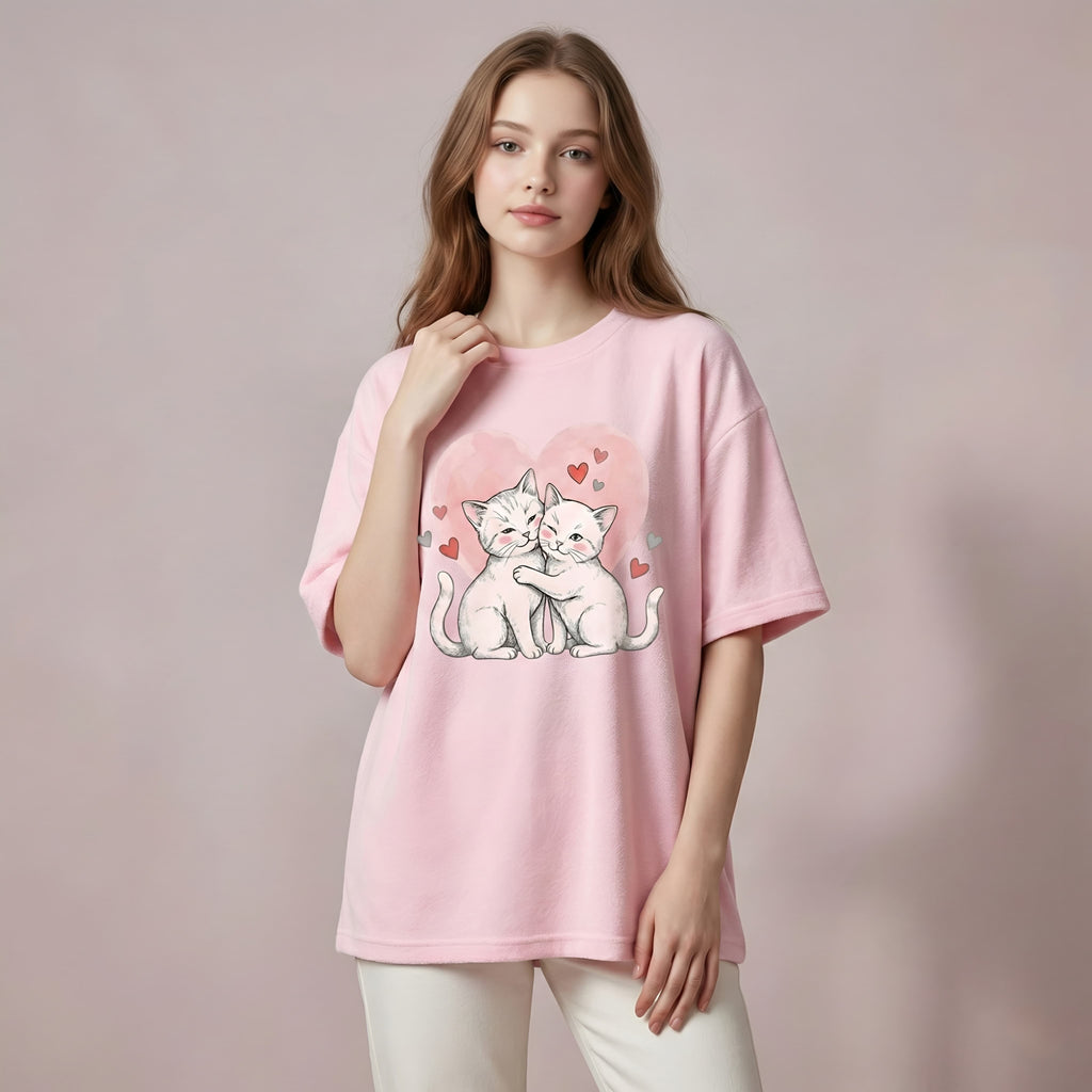 The "Purr-fect Pair" Cuddling Cats Oversized T-Shirt