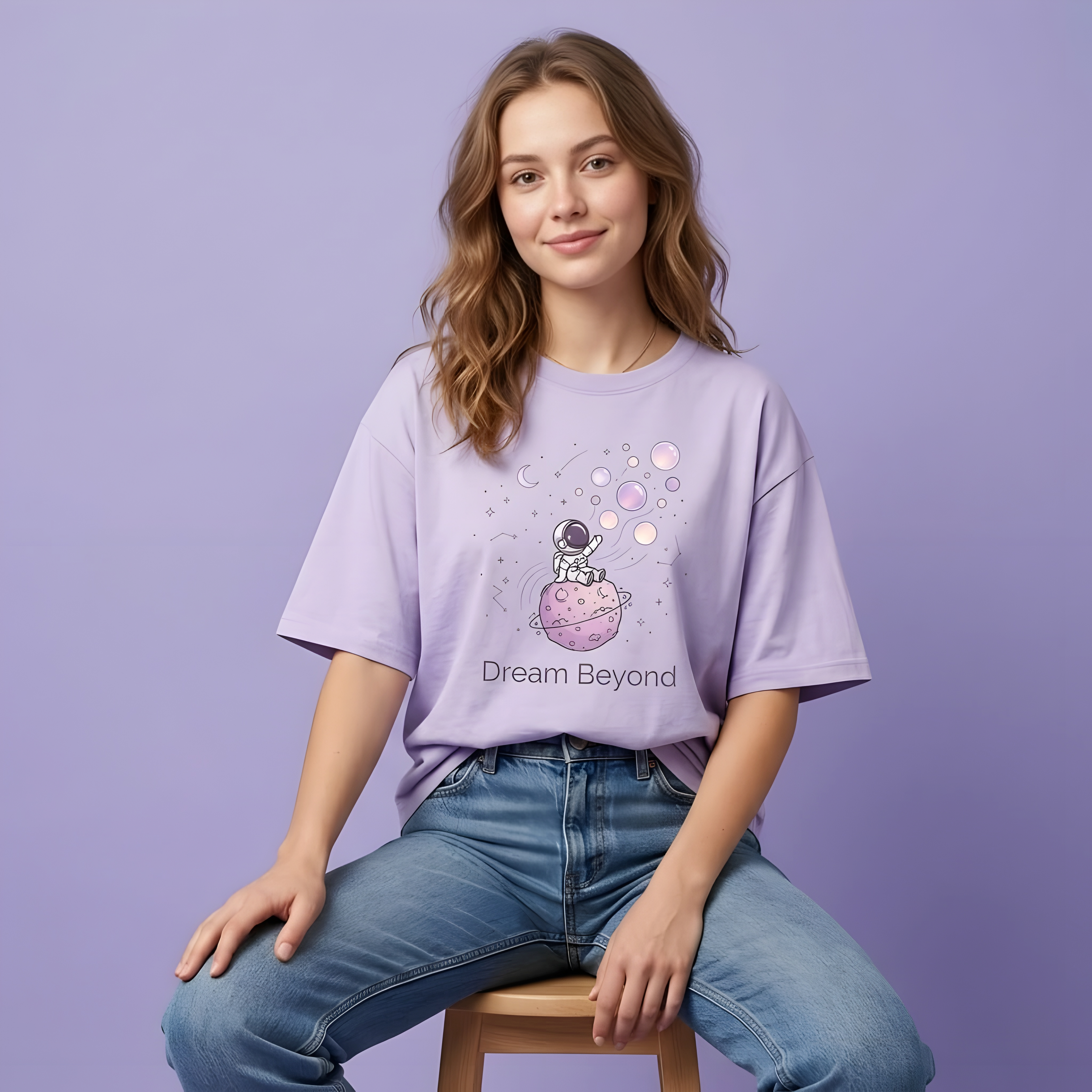 Dream Beyond Astronaut Oversized Unisex T-Shirt – Aesthetic Space Graphic Tee for Men & Women