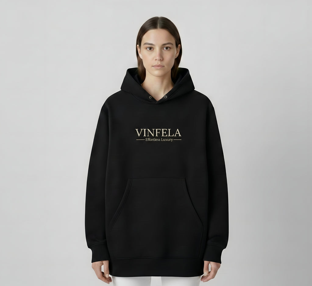VINFELA Signature Hoodie – "Effortless Luxury" Edition (Classic Black)