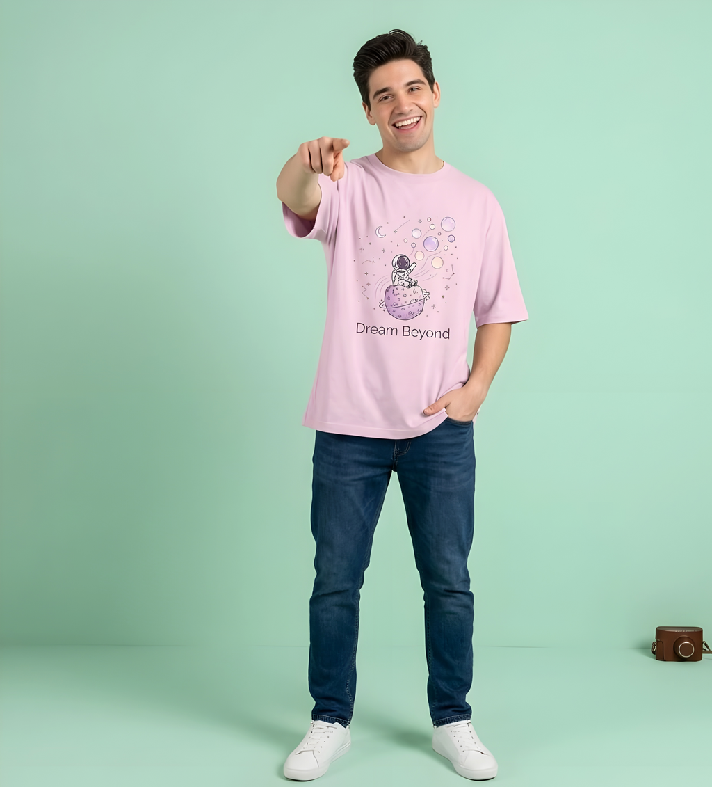 Dream Beyond Astronaut Oversized Unisex T-Shirt – Aesthetic Space Graphic Tee for Men & Women