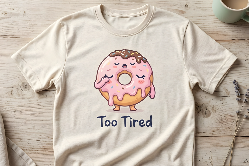 Vinfela "Too Tired" Donut Unisex Oversized T-Shirt - Pastel Pink