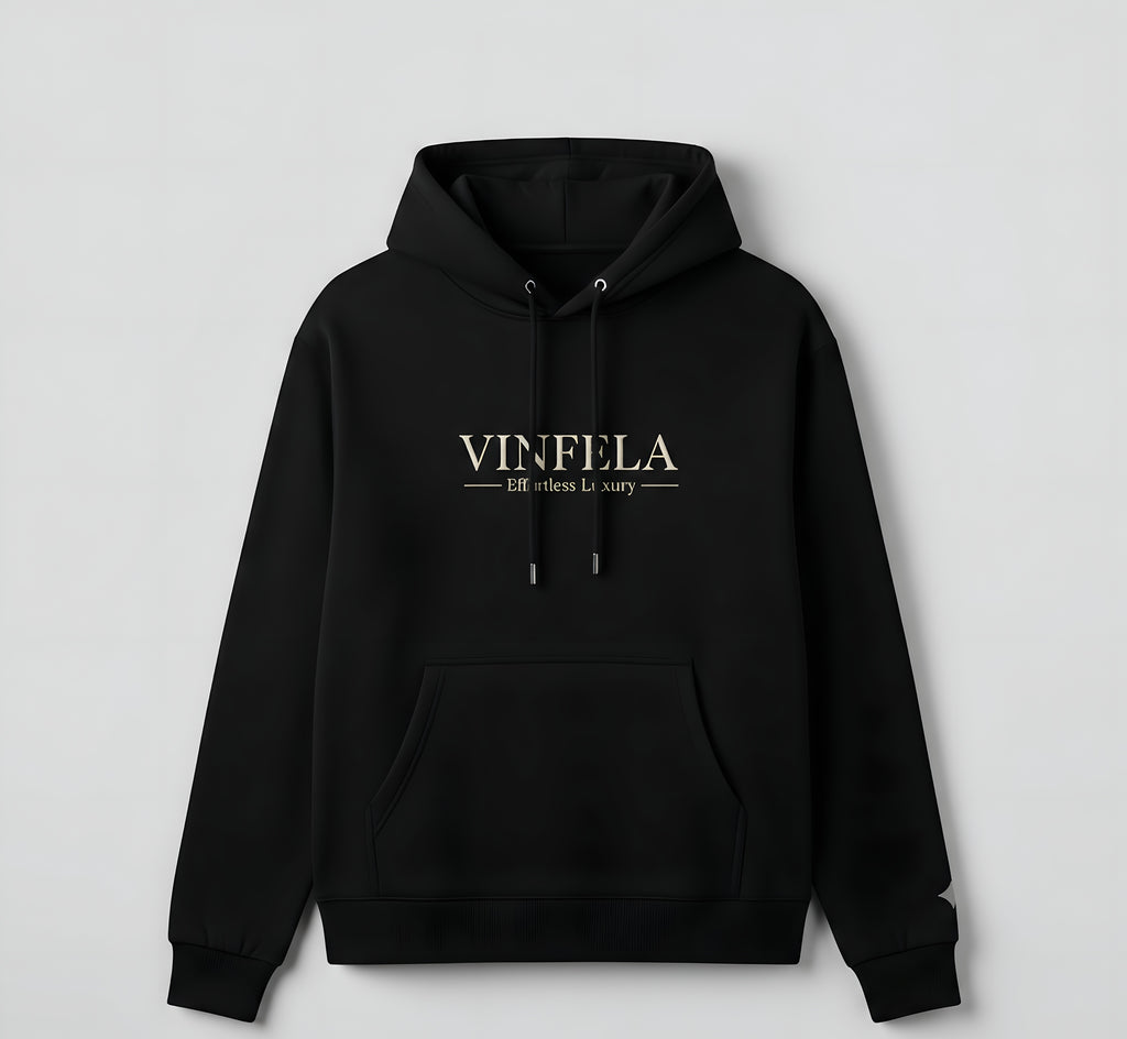 VINFELA Kids’ Signature Hoodie – Effortless Luxury in Midnight Black