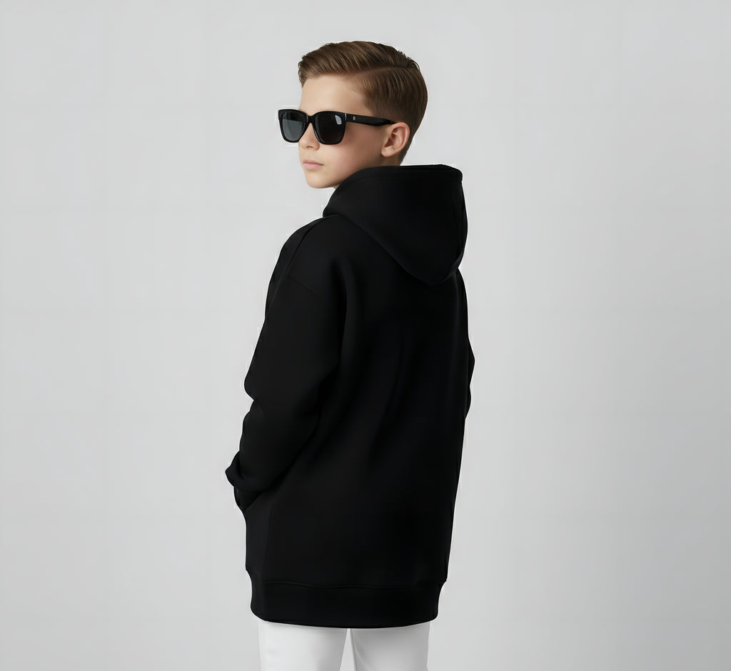 VINFELA Kids’ Signature Hoodie – Effortless Luxury in Midnight Black